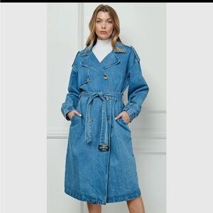⭐️487. Denim Oversized Trench Coat with Belt, size S
